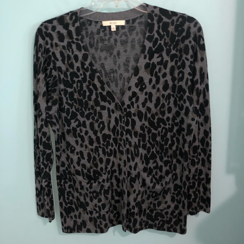 Leopard print button-front cardigan